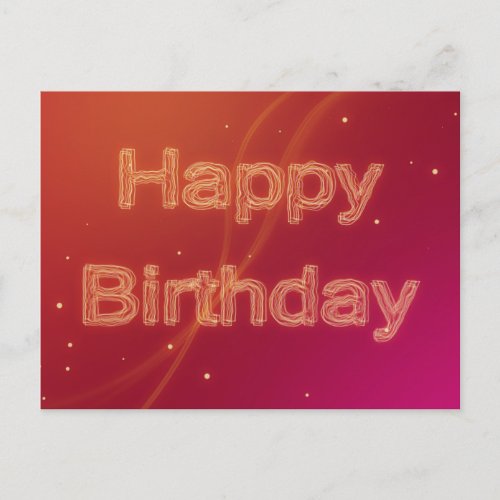 Abstract Glowing Happy Birthday _ Postcard