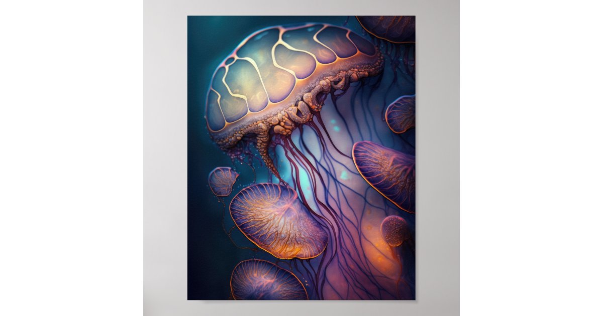 Prædiken Penneven Klasseværelse Abstract glowing jellyfish poster | Zazzle