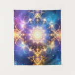 Abstract Glowing Lotus Mandala Tapestry