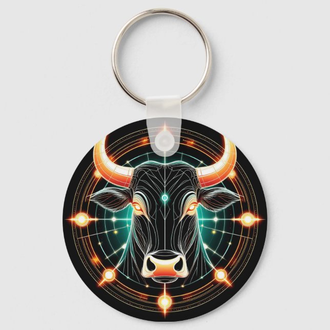 Abstract Glowing Taurus Illustration Keychain (Front)
