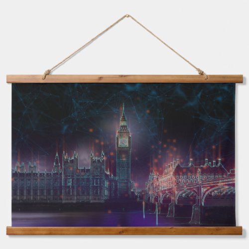  abstract glowing Westimnster at night Hanging Tapestry