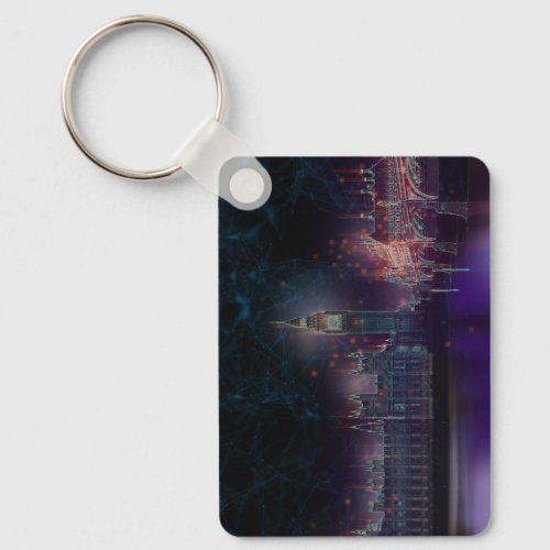  abstract glowing Westimnster at night Keychain