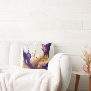 Abstract Gold and Amethyst Throw Pillow