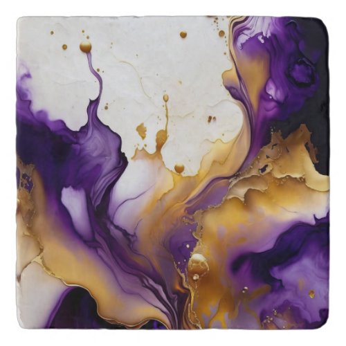 Abstract Gold and Amethyst  Trivet
