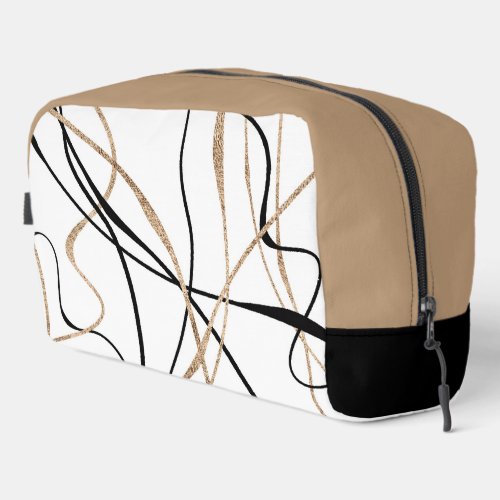 Abstract Gold and Black Lines Dopp Kit