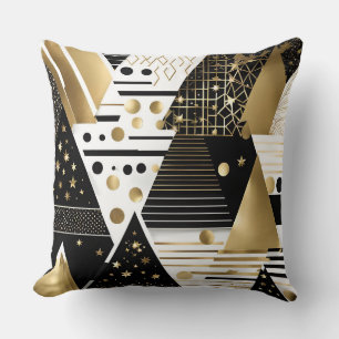 abstract gold and black triangles pillow