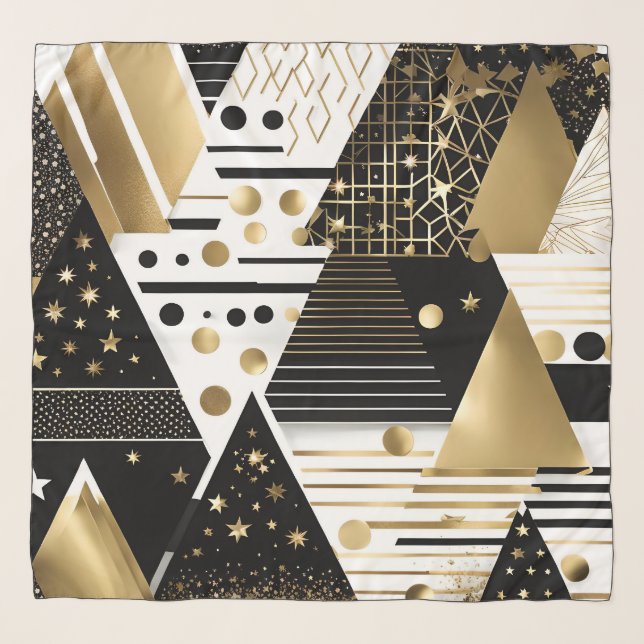 abstract gold and black triangles scarf (Front)
