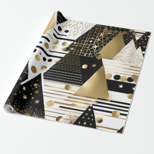 abstract gold and black triangles wrapping paper