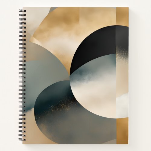 Abstract Gold and Gray Circular Pattern Notebook