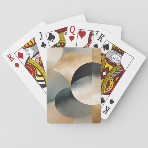 Abstract Gold and Gray Circular Pattern Playing Cards