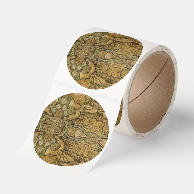 Abstract Gold and green Classic Round Sticker (Roll)