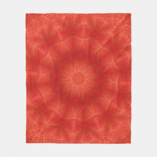 Abstract Gold and Red Kaleidoscope Pattern Fleece Blanket