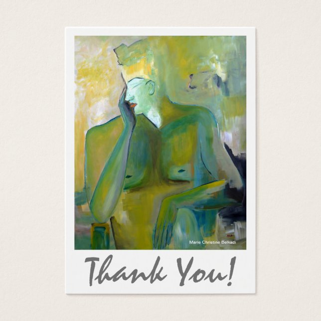 Abstract Gold Beige Green Artistic Thank You (Front)