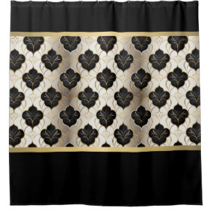 Abstract Gold & Black Shower Curtain