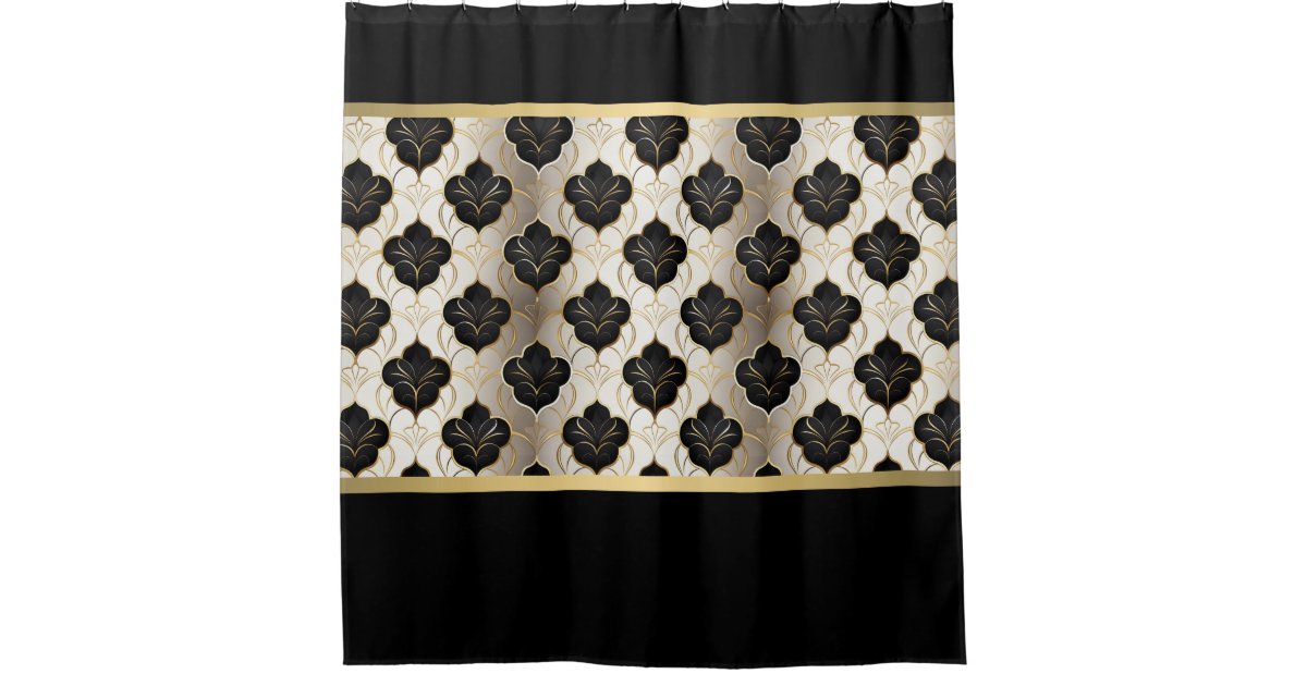 Abstract Gold & Black Shower Curtain | Zazzle