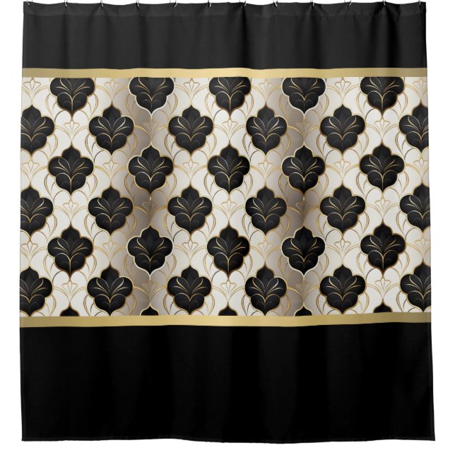 Abstract Gold & Black Shower Curtain (Front)