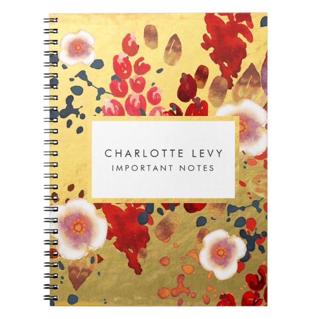Abstract gold Blossom Asia Japan Inspired Art Notebook (Front)