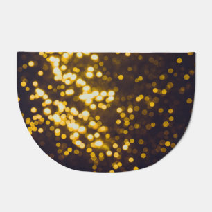 Abstract Gold Bokeh Black Background Doormat
