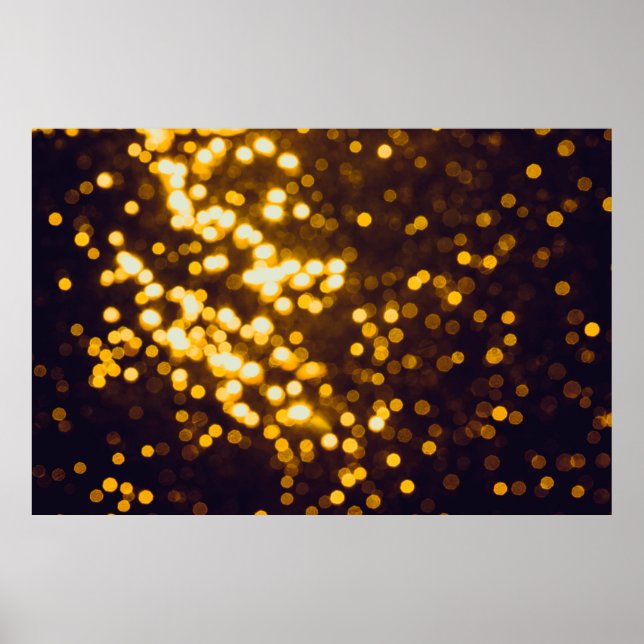 Abstract gold bokeh with black background poster (Front)