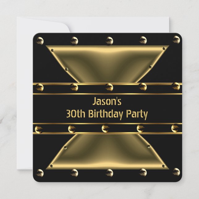 Abstract Gold Bronze Mens 30th Birthday Party 3BG Invitation (Front)