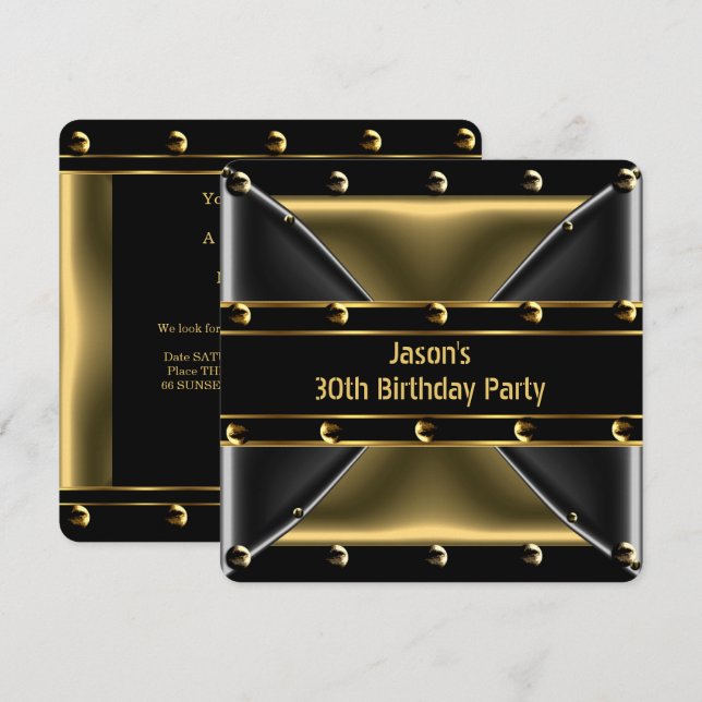 Abstract Gold Bronze Mens 30th Birthday Party 5BG Invitation (Front/Back)