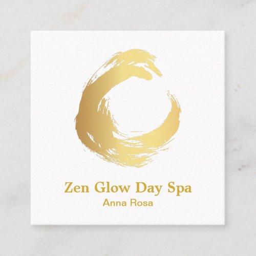  Abstract Gold Brush Reiki Zen Yoga Meditation Square Business Card