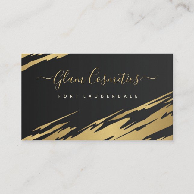 Abstract Gold Brushstroke Business Card (Front)