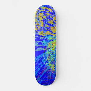 Abstract Gold Butterfly Blue Pastel Skateboard