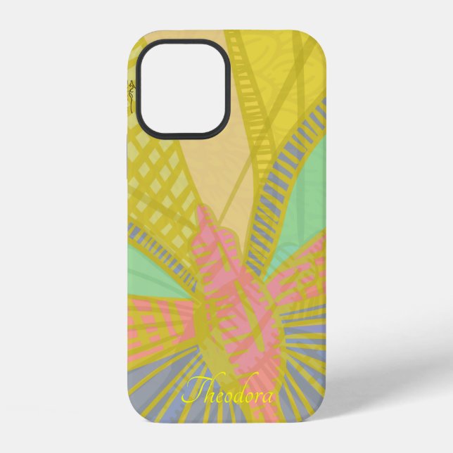 Abstract Gold Butterfly Jad Pink Pattern Iphone Case (Back)