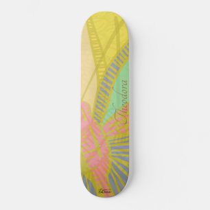 Abstract Gold Butterfly Jad Pink Pattern Skateboard