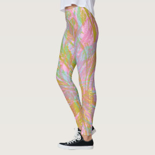 Abstract Gold Butterfly Pink Violet Leggings