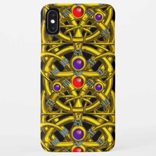 ABSTRACT GOLD CELTIC KNOTS WITH COLORFUL GEMSTONES iPhone XS MAX CASE
