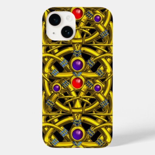 ABSTRACT GOLD CELTIC KNOTS WITH COLORFUL GEMSTONES Case_Mate iPhone 14 CASE