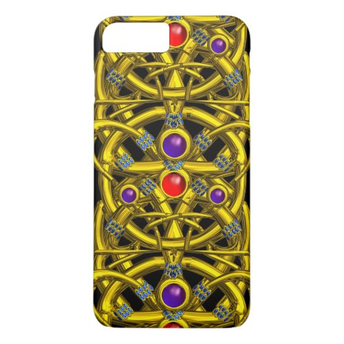 ABSTRACT GOLD CELTIC KNOTS WITH COLORFUL GEMSTONES iPhone 8 PLUS7 PLUS CASE