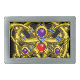 ABSTRACT GOLD CELTIC KNOTS WITH GEMSTONES BELT BUCKLE