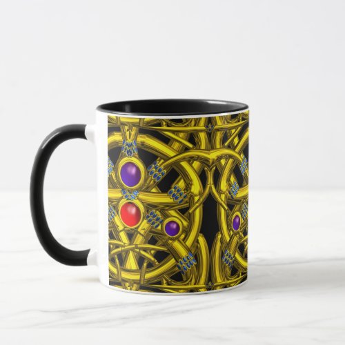 ABSTRACT GOLD CELTIC KNOTS WITH GEMSTONES MUG