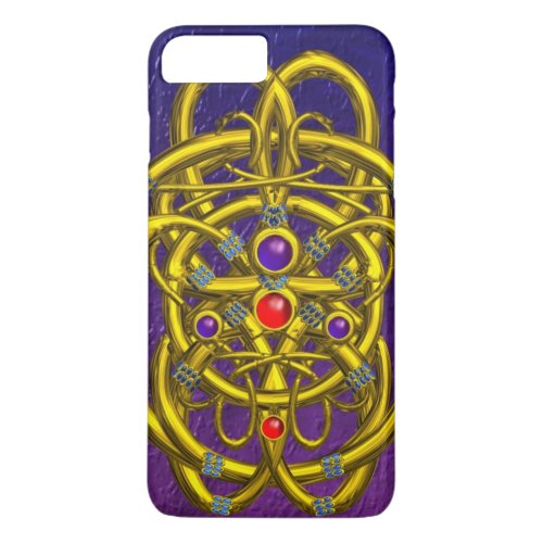 ABSTRACT GOLD CELTIC KNOTS WITH GEMSTONES Purple iPhone 8 Plus7 Plus Case