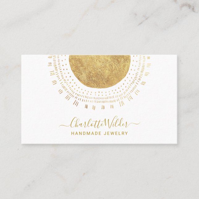 Abstract Gold Circle Handmade Jewelry Business Card (Front)