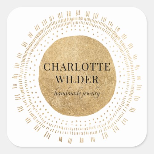 Abstract Gold Circle Jewelry Designer  Square Sticker