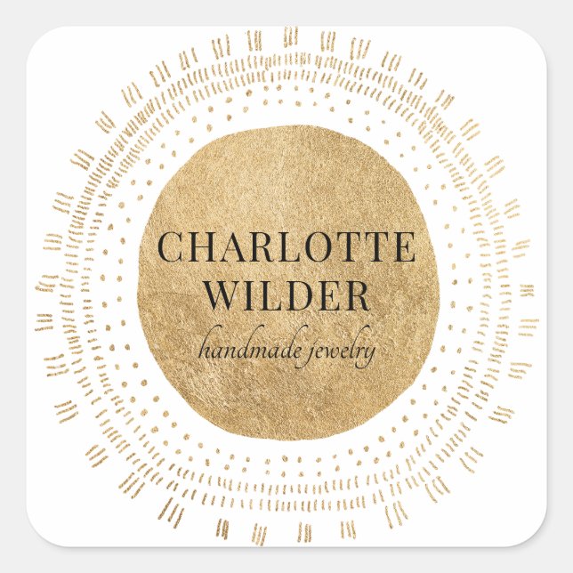 Abstract Gold Circle Jewelry Designer  Square Sticker (Front)
