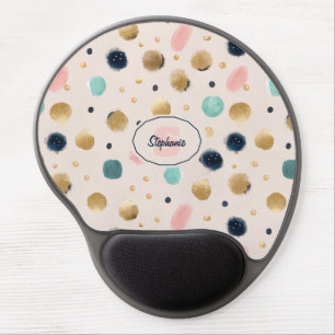 Abstract Gold & Colorful Brushstroke Circle Gel Mouse Pad