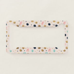 Abstract Gold & Colorful Brushstroke Circle License Plate Frame