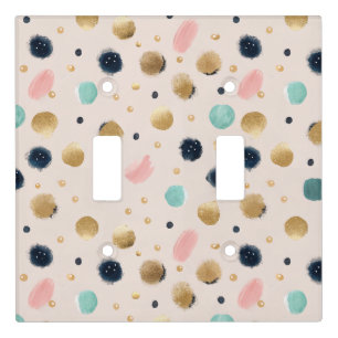 Abstract Gold & Colorful Brushstroke Circle Light Switch Cover