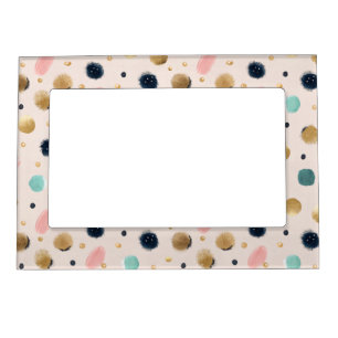 Abstract Gold & Colorful Brushstroke Circle Magnetic Frame