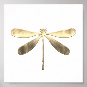 Abstract Gold Dragonfly Poster