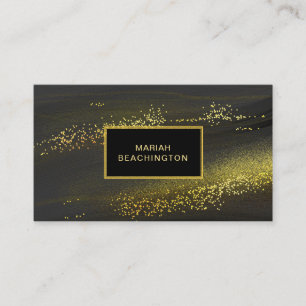*~* Abstract Gold Dust Black Gold Glitter Business Card