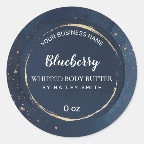 Abstract Gold Dust Navy Blue Whipped Body Butter Classic Round Sticker