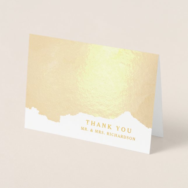 Abstract Gold | Elegant Thank You Foil Card (Front)