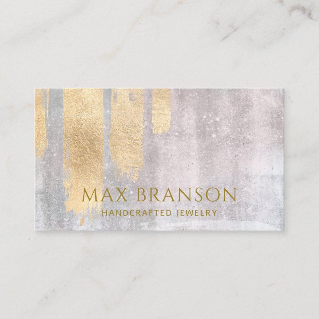 Abstract Gold Faux Metallic Jewelry Designer Business Card (Front)