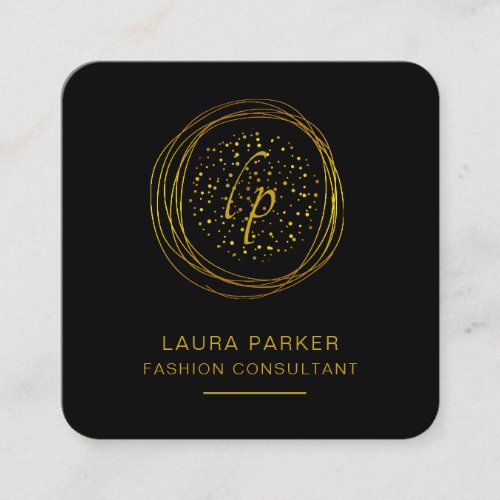 Abstract Gold Faux Modern Minimal Confetti Circle Square Business Card